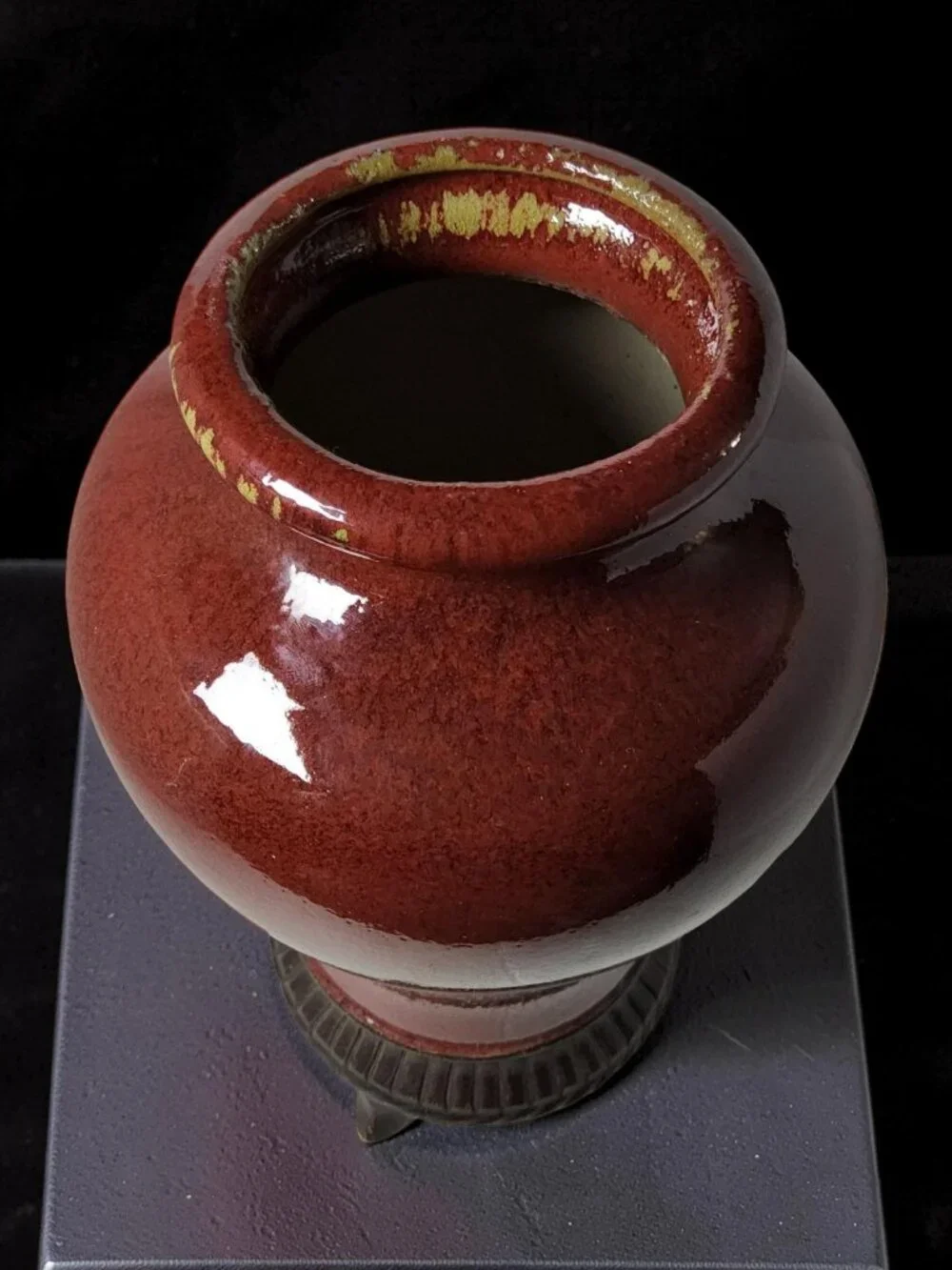 Vintage Repop Chinese porcelain vase with a oxblood red glaze.